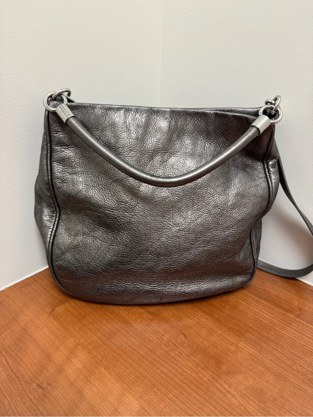 Marc by Marc Jacobs Metallic Pewter Leather Hobo